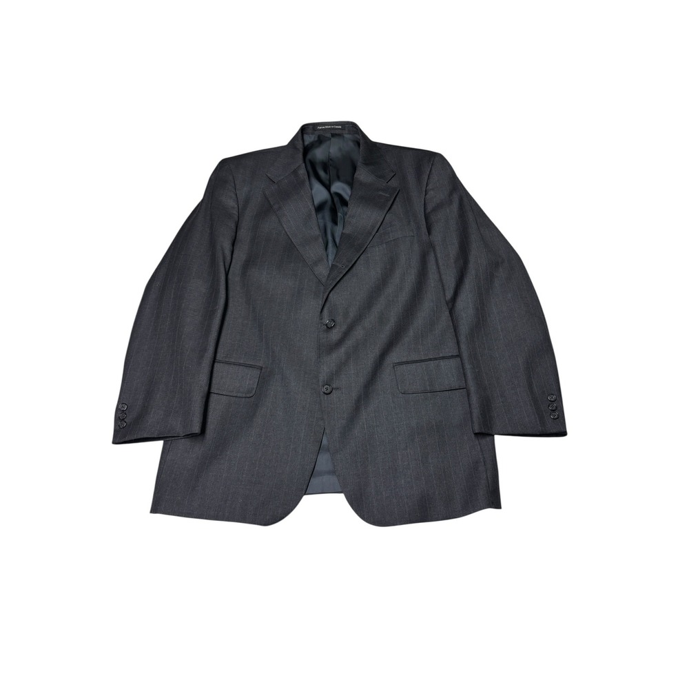 J. Press Parker Mens 43R Wool Pinstripe Blazer Jacket Charcoal Grey Made Canada